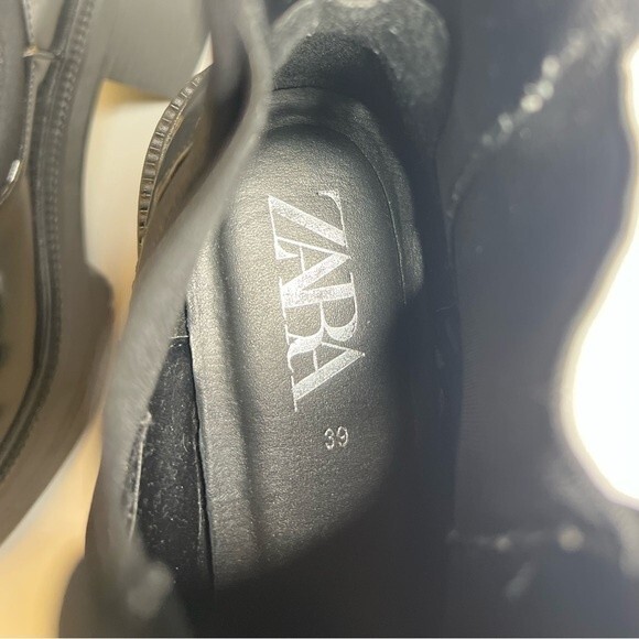 Zara Chelsea Lug Sole Chunky Heel Platform Ankle Boot Black Size 39 US 8 - Picture 11 of 16